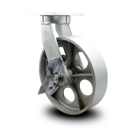Service Caster 12 Inch Extra Heavy Duty Semi Steel Cast Iron Wheel Swivel Caster with Brake SCC SCC-KP92S1230-SSR-SLB